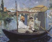 Edouard Manet Monet Painting in his Studio Boat (nn02) oil painting